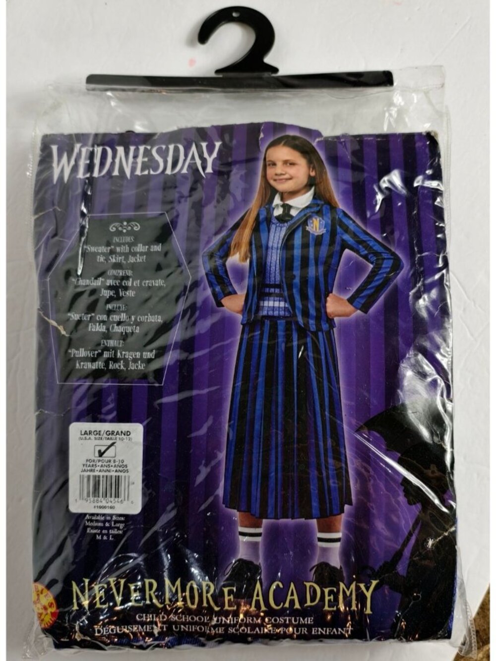 Nevermore Wednesday Addams Girls Lg 10-12 Costume Academy Student Uniform Comple - Picture 3 of 7